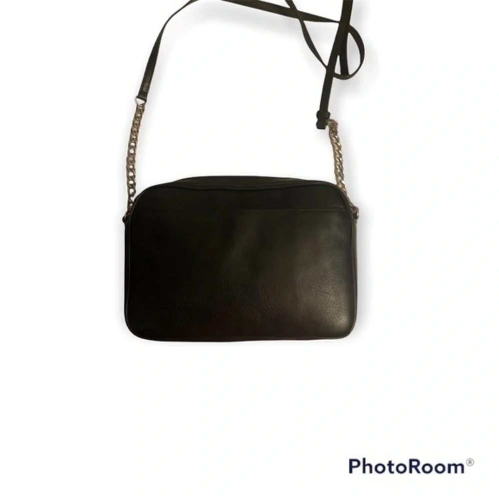Michael kors black leather crossbody messenger bag